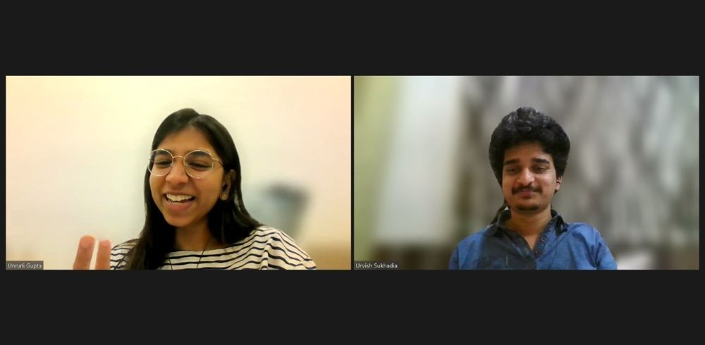 Urvish and Unnati on a video call