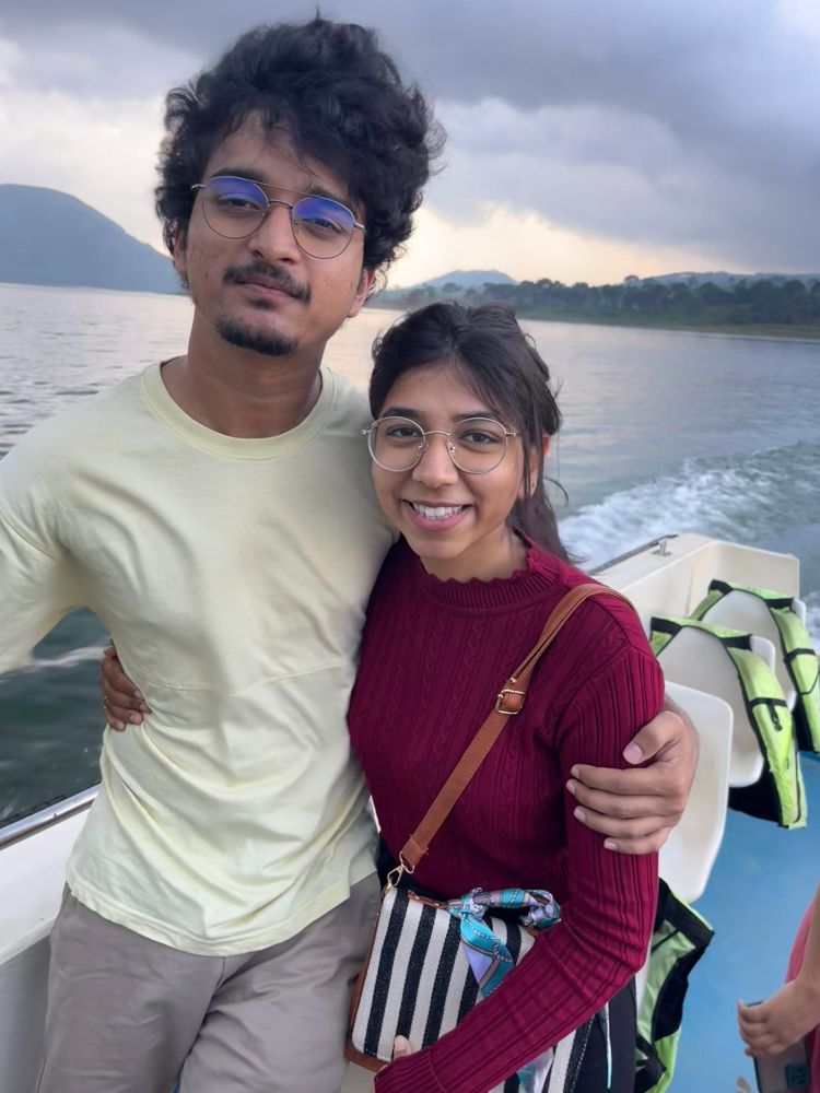Urvish and Unnati on a boat ride