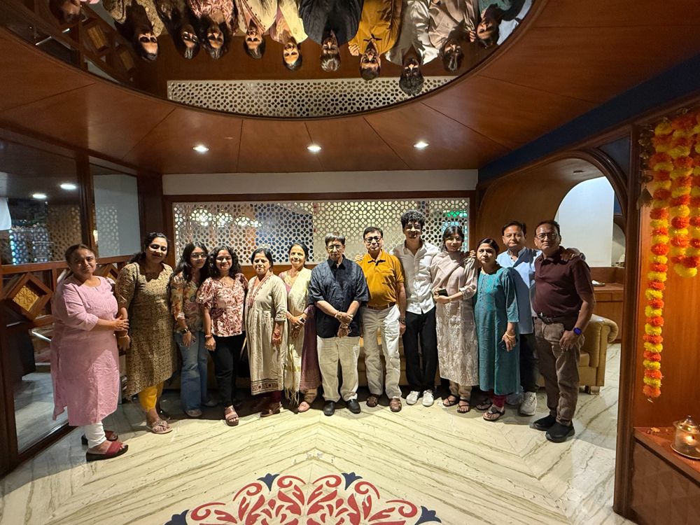Both families together at their first meeting
