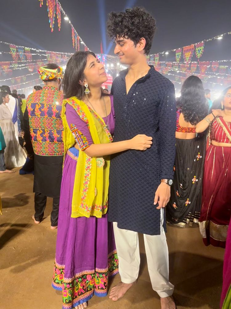 Urvish and Unnati at a garba night